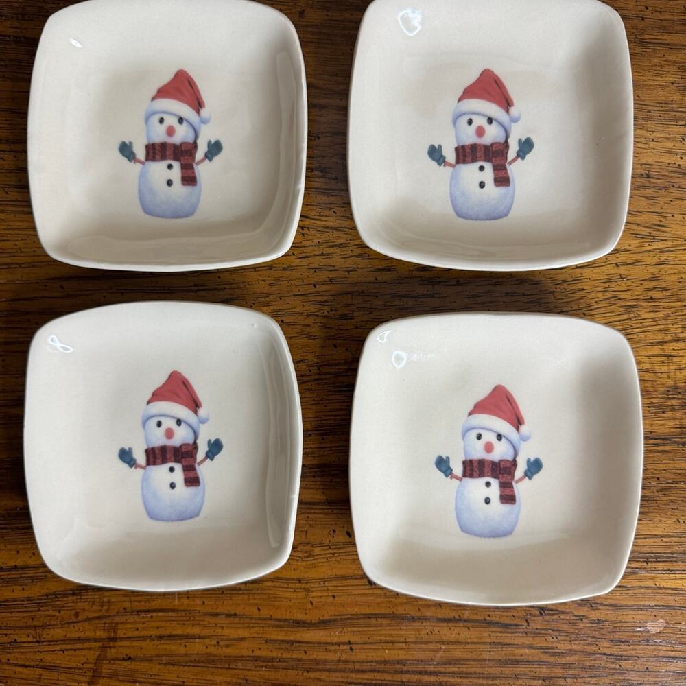 Snoop Sister Pottery Dipping Dishes‎ Snowman Christmas